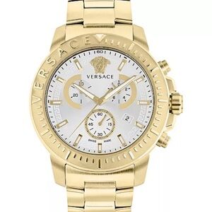 Versace
Men's Swiss Chronograph Greca Gold Ion Plated Bracelet Watch 45mm